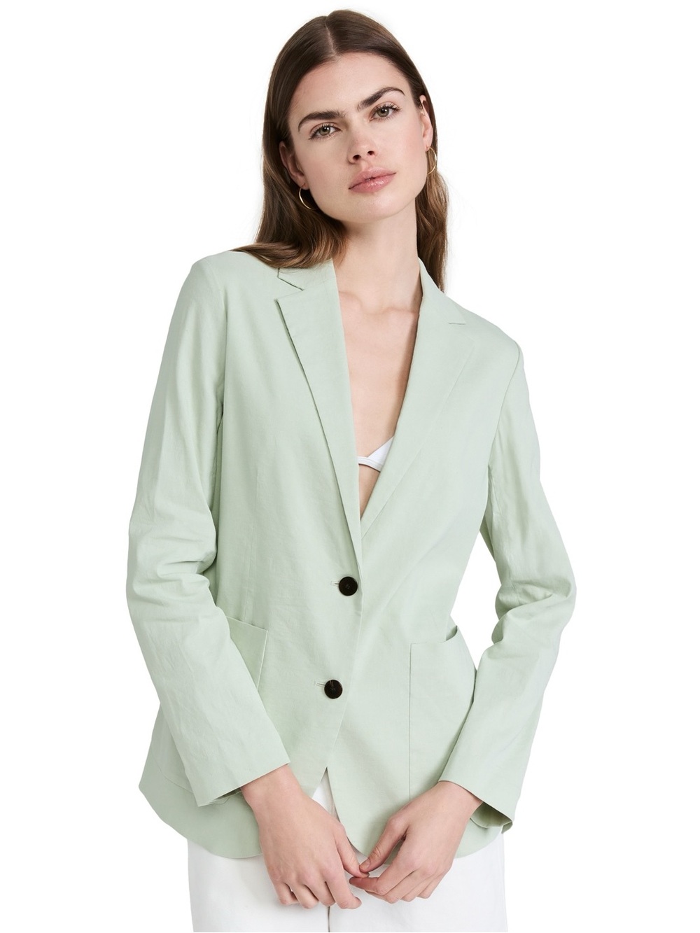 Theory | Oversized Pocket Jacket Blazer Eco Crunch Wash Linen Blend Mint Green 4
